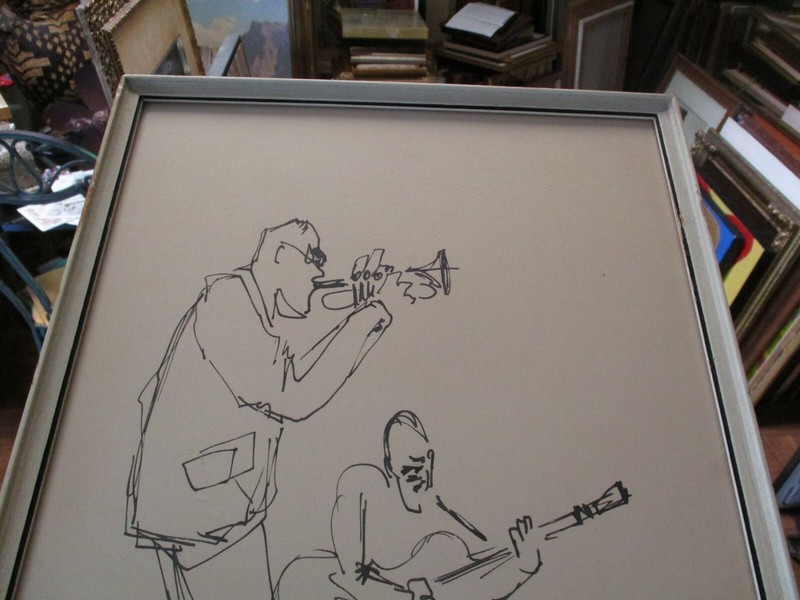 LEO MEIERSDORFF ORIGINAL AUTHENTIC INK DRAWING MUSICIAN MODERNIST NEW ORLEANS gallery