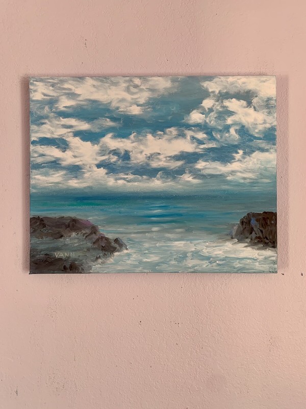 NEW Large Seascape oil painting hand painted on 100% linen canvas 16in x 20in gallery