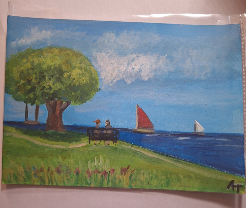 Contemporary Relaxing Day 5x7 Acrylic Painting gallery