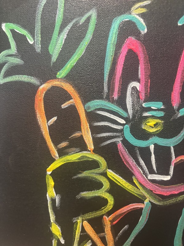 Neon Cartoon Character: Original Acrylic Painting, 11x14, Home Office Decor gallery