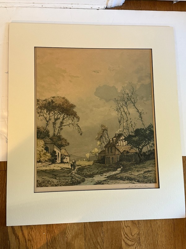 Antique 1925 Andre Delaistre Art Handcolored Signed & Numbered Engraving French