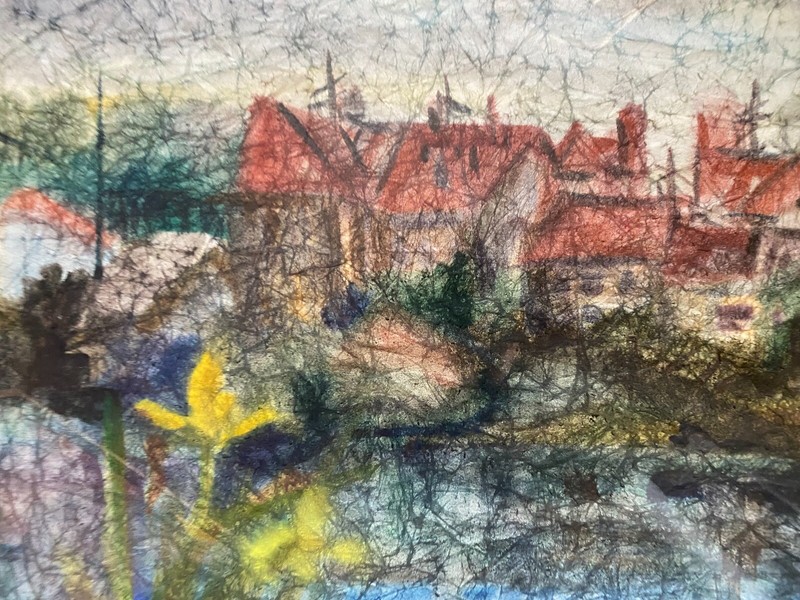 Painting Mischtechnik City At Shore Frame Modern Port North German Baltic Sea gallery