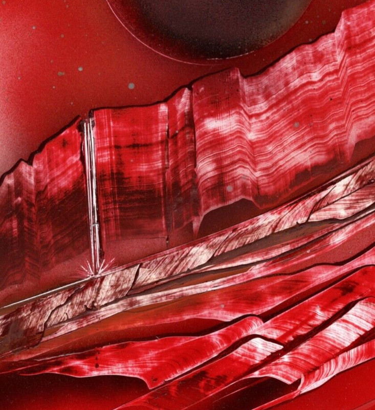 Mountain Hillside Original Artwork in Red to Dark Moon by Artist Jason Girard gallery