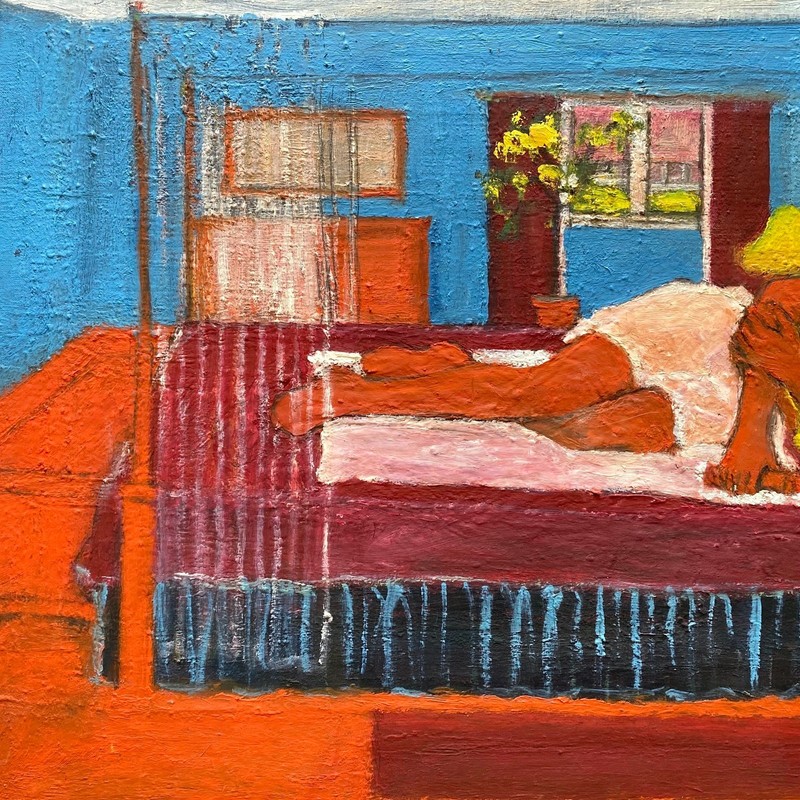 MATISSE STYLE VINTAGE MODERNIST FRAMED ORIGINAL IMPASTO OIL PAINTING ON LINEN gallery