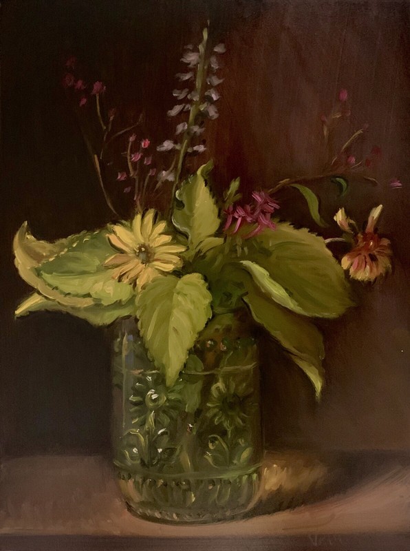 “Wildflowers Antique Jar” NOAH VERRIER Still life oil painting, Signed art print