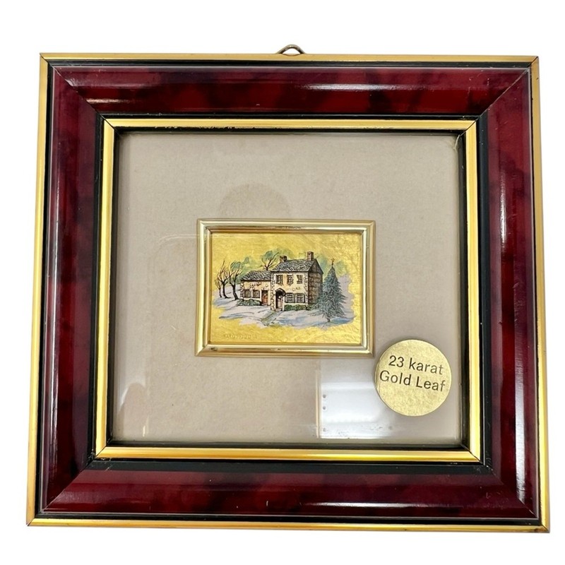 Vintage 1992 Holiday Limited Edition Framed Art with 23 Karat Gold Leaf