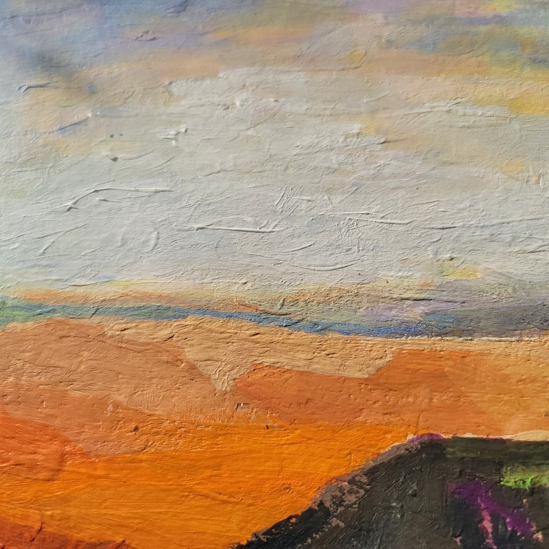 Colorado Rockies Abstract Original Painting Signed Lucero, 2007, Dramatic Sunset gallery