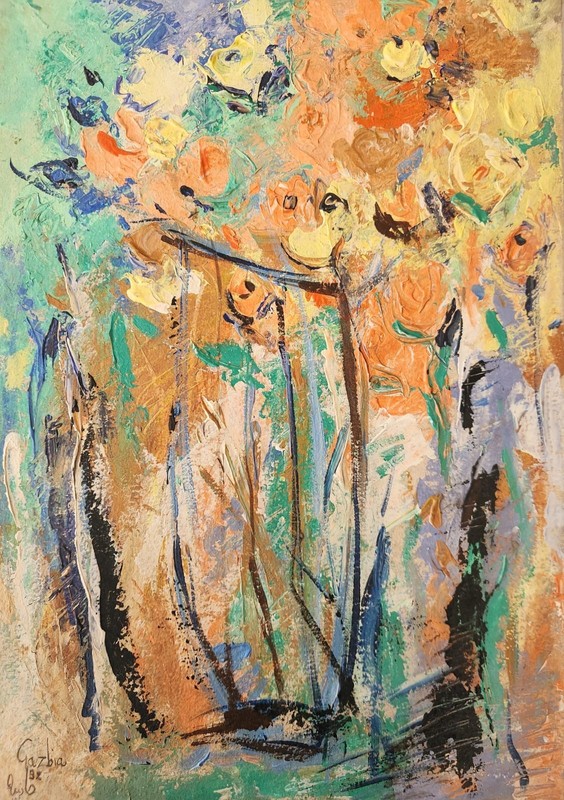 ORIGINAL ACRYLIC on paper Painting By Prominent Egyptian Artist GAZBIA SIRRY gallery