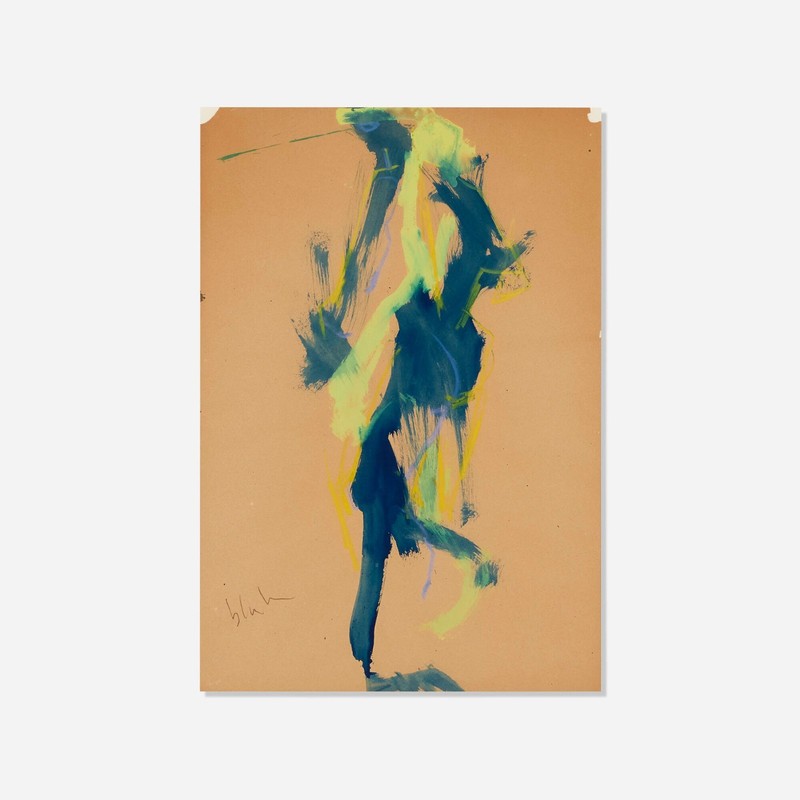 Norman Bluhm Ink Crayon Paint Abstract Painting Guaranteed Authentic C. 1965 gallery