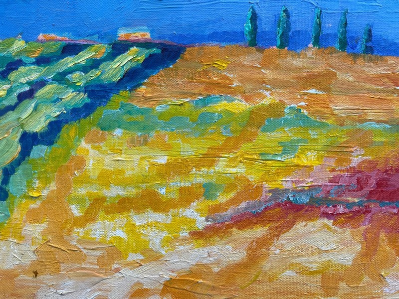 Impressionist Italian Landscape Tuscany Oil Painting Signed gallery
