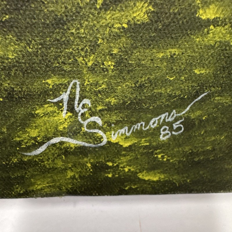 N. E. Simmons Signed Oil Painting Castle Landscape on Canvas, 16x12", 1985 gallery