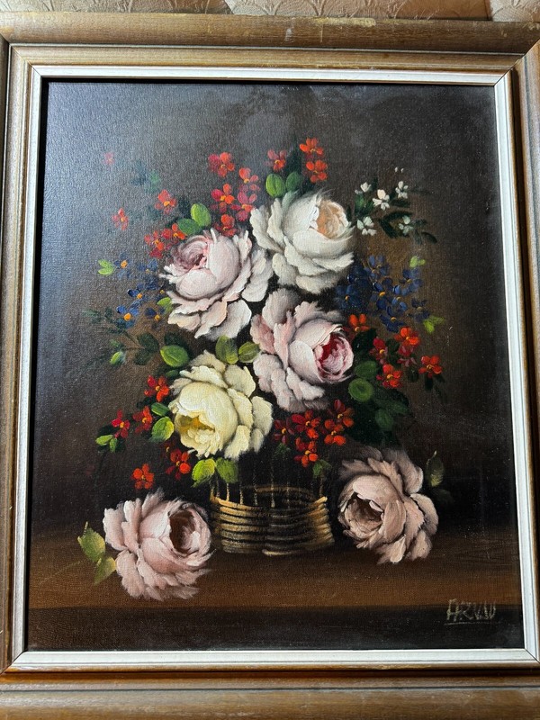 Vintage «Tabletop Still Life Scene» Oil Painting – Signed And Framed