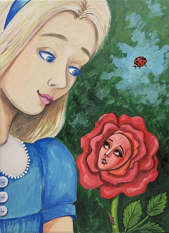 ACEO RYTA Alice In Wonderland Art print of painting illustration Flower Garden