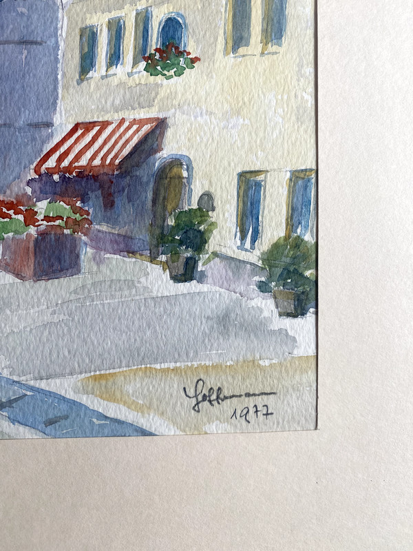 Hoffmann - Aquarell Aigen Am Inn Bayern Kirche Altstadt Sehr Selten 1972 Sign. gallery
