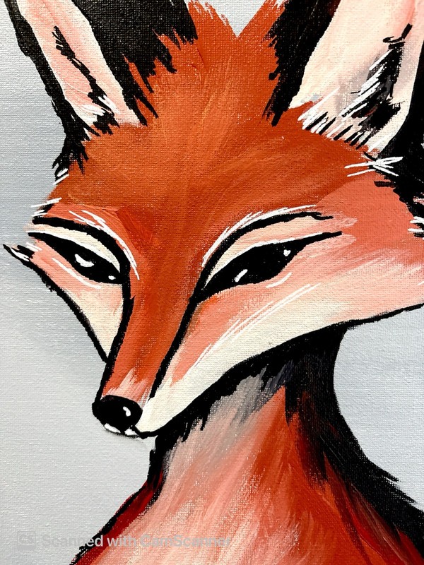 Stylized Sly Red Fox Original Acrylic Painting 11x14 Signed Canvas Art gallery