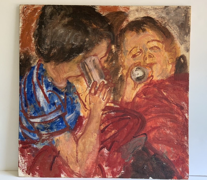 Children Playing Game Painting Signed Gulacsy (1960) Original Dated 1960