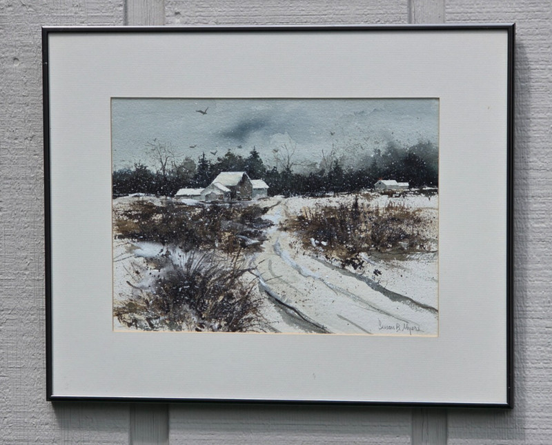 SUSAN B MYERS WATERCOLOR PAINTING FARM HOUSE LANDSCAPE WYETH INFLUENCE gallery