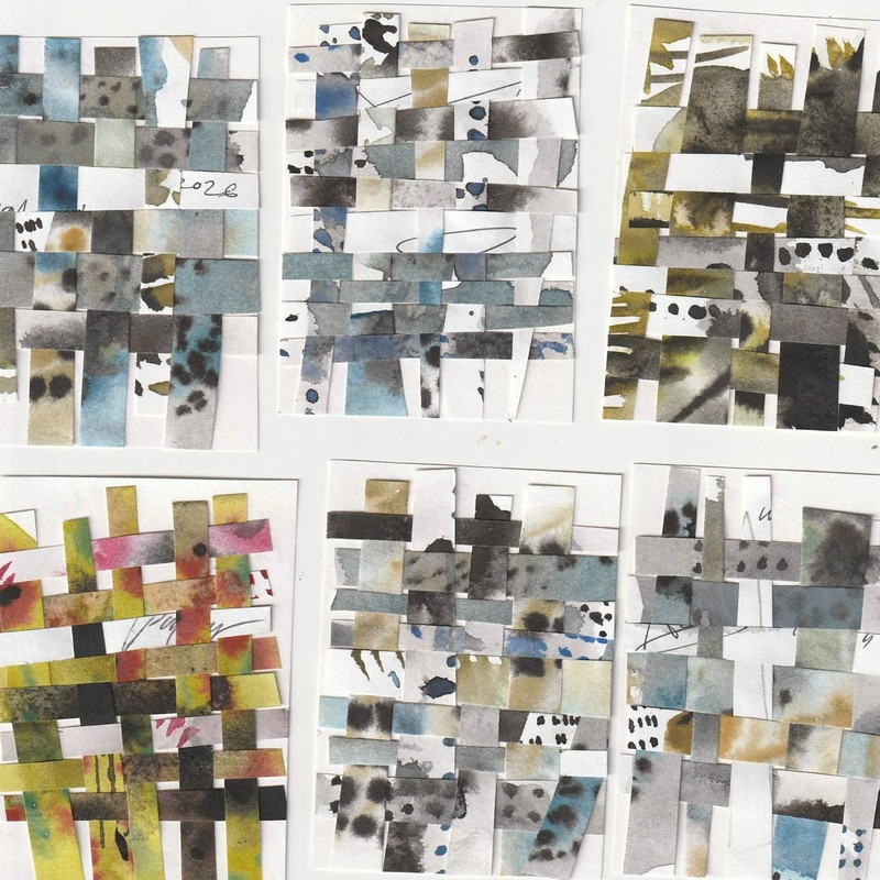 ACEO Original Art Card 2.5 x 3.5 Watercolor mini painting abstract collage gallery