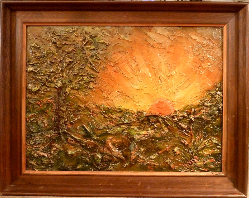 UNIDENTIFIED ARTIST! EXPRESSIONISTIC LANDSCAPE AT SUNSET