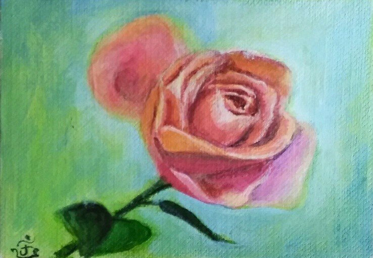 SWEET MADEMOISELLE Rose Garden Hand Painted Original Acrylic Signed by Velasquez