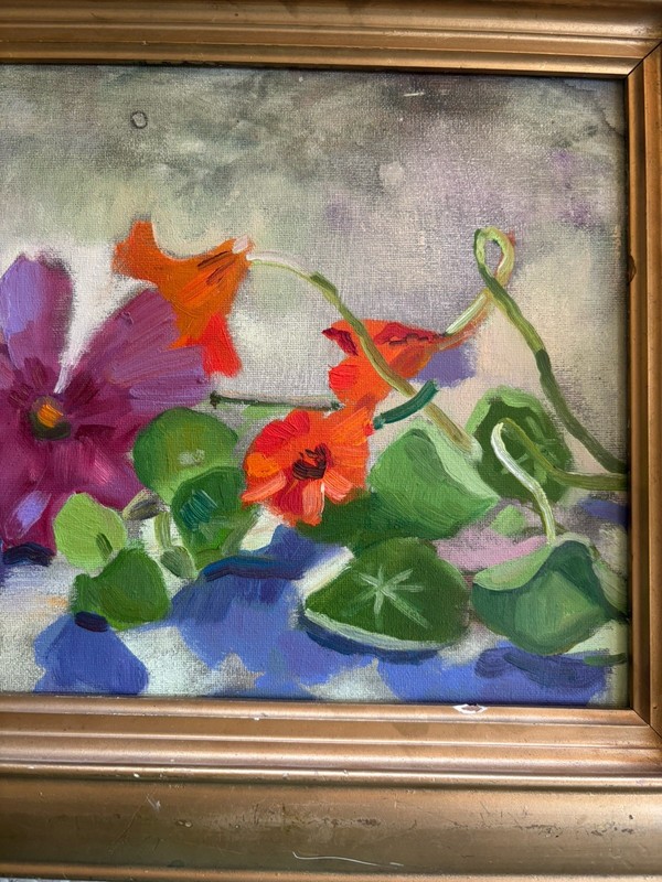 Molly Flannery Original Framed Oil Painting Floral Still Life 18 x 15 Signed gallery