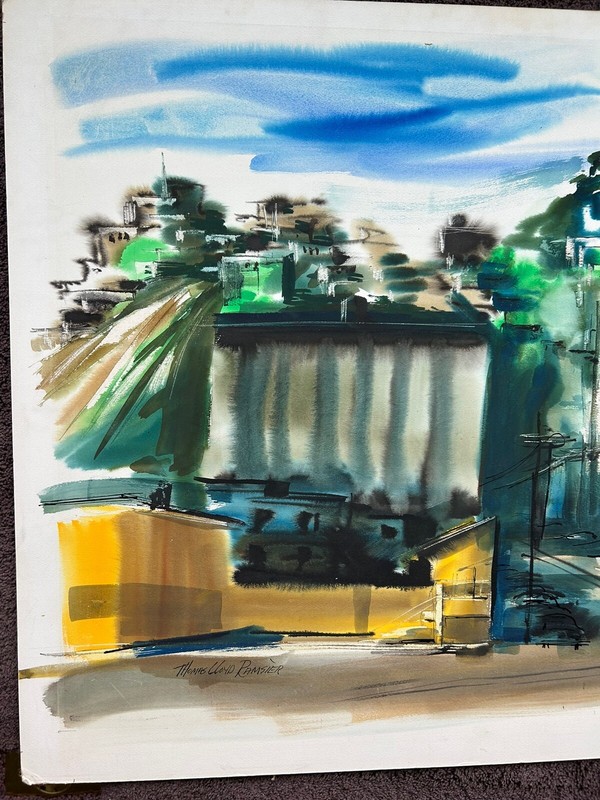 Thomas Lloyd Ramsier San Diego CA Listed Artist Large Cityscape Watercolor gallery