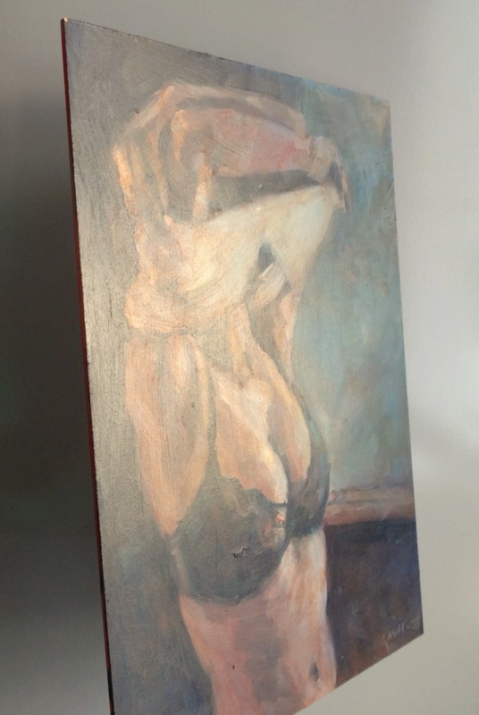 GERRY MILLER Artwork. "Undress". Oil paint on board. 30x40cm. No frame. gallery