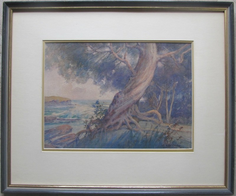 JOHN SAMUEL WATKINS BRITISH / AUSTRALIAN FRAMED WC "BALMORAL BEACH SYDNEY" 1910