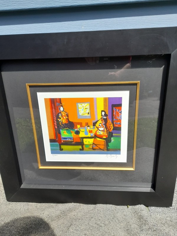 art lithograph original framed signed in color on wove paper Interieur Japonais