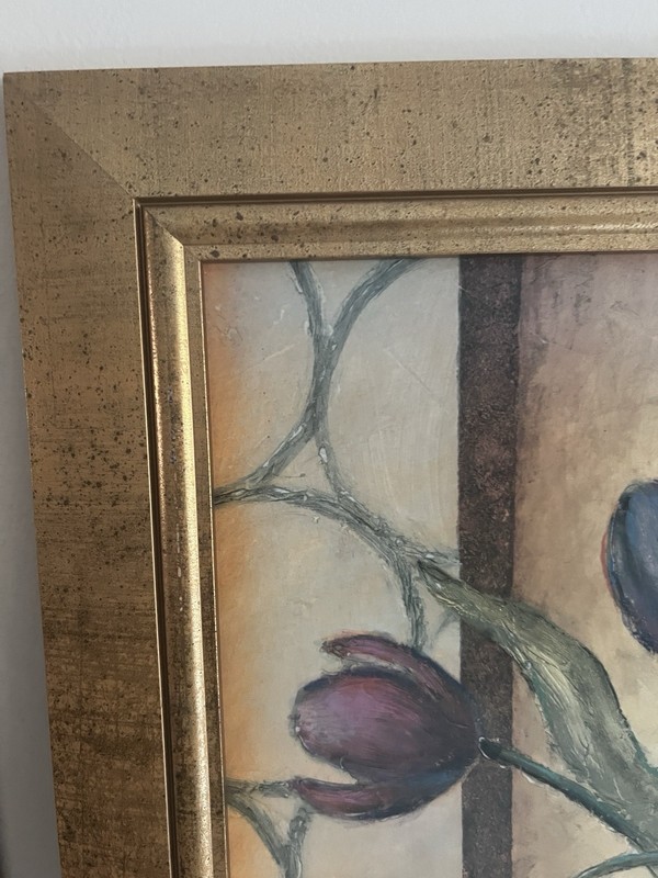LARGE PRINT ON CARDBOARED FLORAL SIGNED gallery