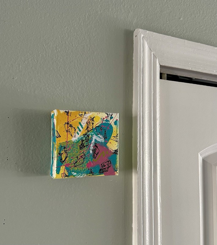 Original Abstract Mixed Media Art On 4” X 4” Mini Canvas Ready To Hang gallery