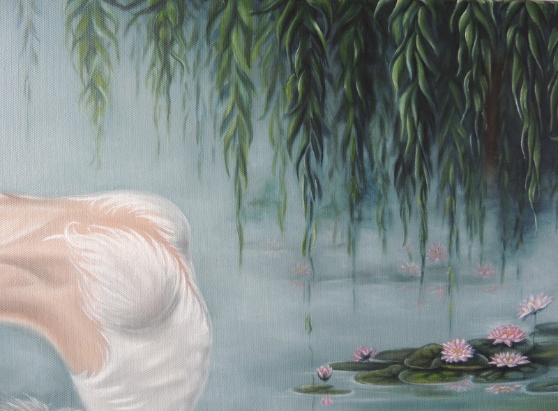Lake swan Ballerina Art Original Oil Painting 100% hand Made or Canvas Print gallery