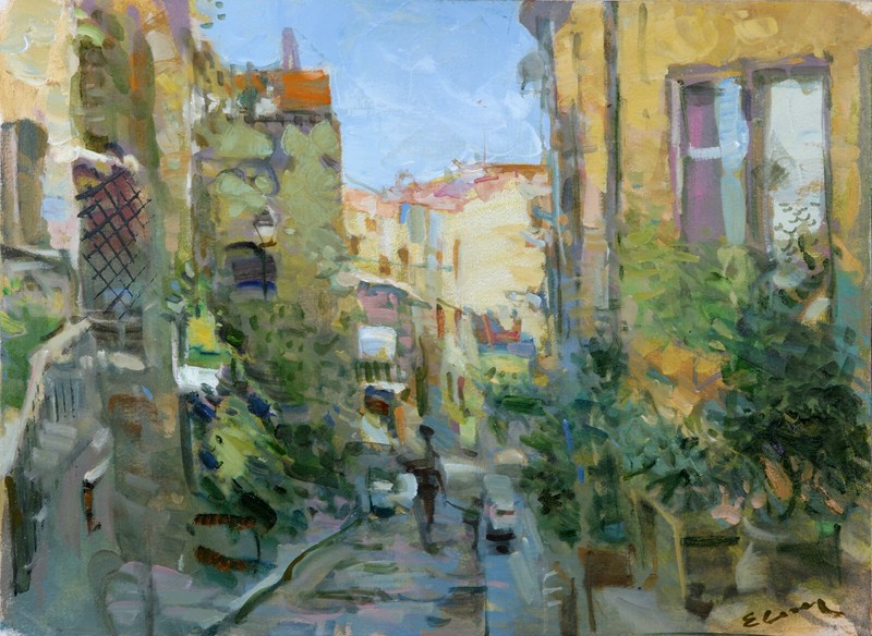 Original Oil Painting on Canvas cityscape Signed