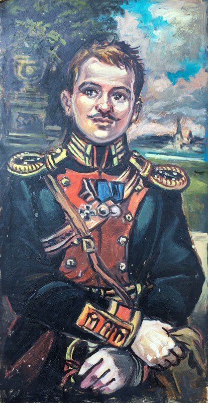 Oil Painting Portrait Young Veteran Litvinov A Original Wall Hanging n1422AAA