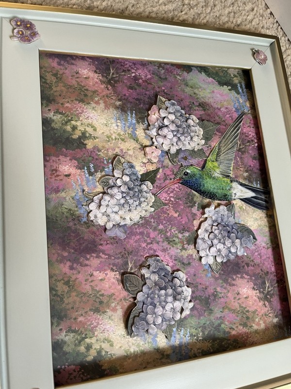 Set Of 2 Watercolor Floral 🌺💐Bird 🕊️Print Collages 12 1/2 X 10 1/2 Framed gallery