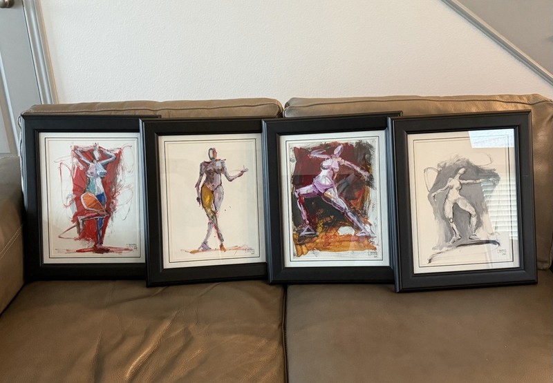 GASTON CARRIO set of 4,original signed paintings (14” x 17” framed each)