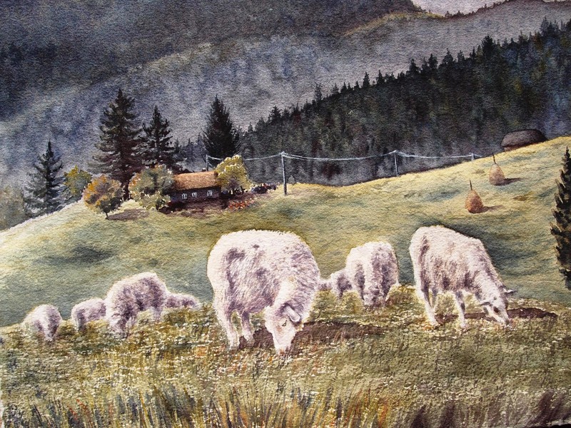 Original Art Watercolor Painting Mountains Landscape Decor Gift Ukrainian Artist gallery