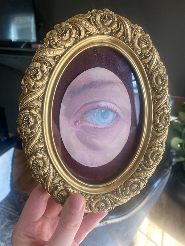 Fading Light – Self Portrait eerie Oil Painting One of a Kind, Ornate Gold Frame