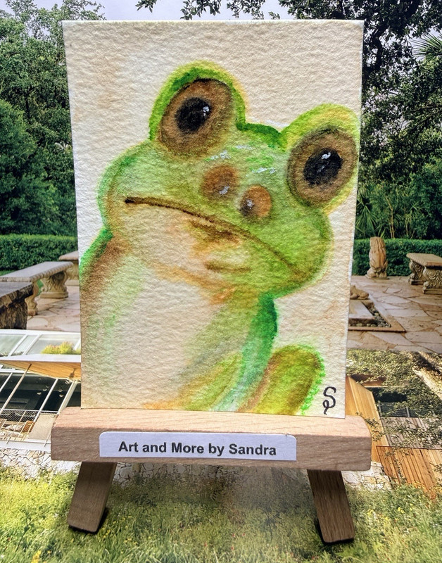 ACEO Original Painting Frog OOAK Signed on Paper Contemporary Unframed Small