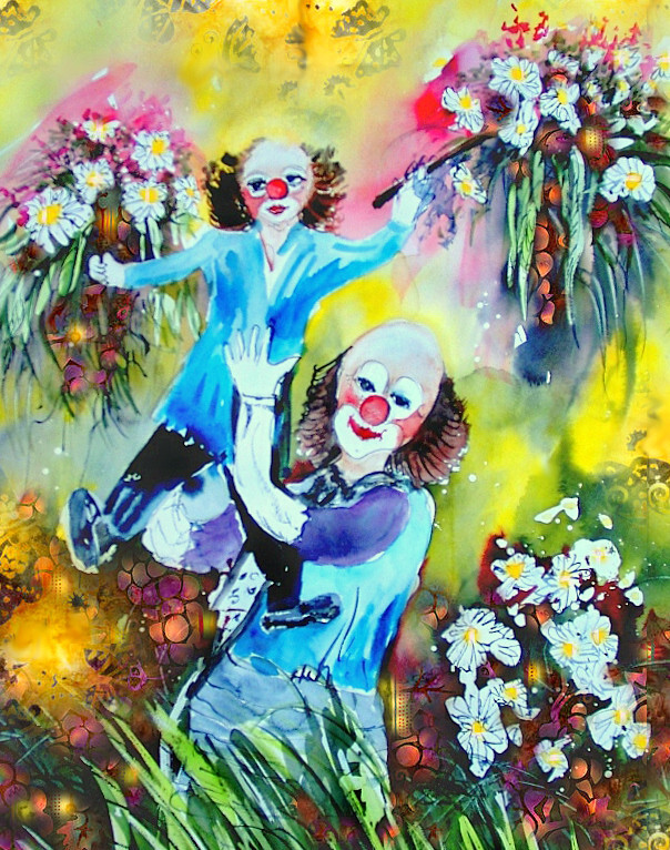 Phantasy RAINBOW STYLE Aceo Print Print 9×6.4cm Floral Clowns 2