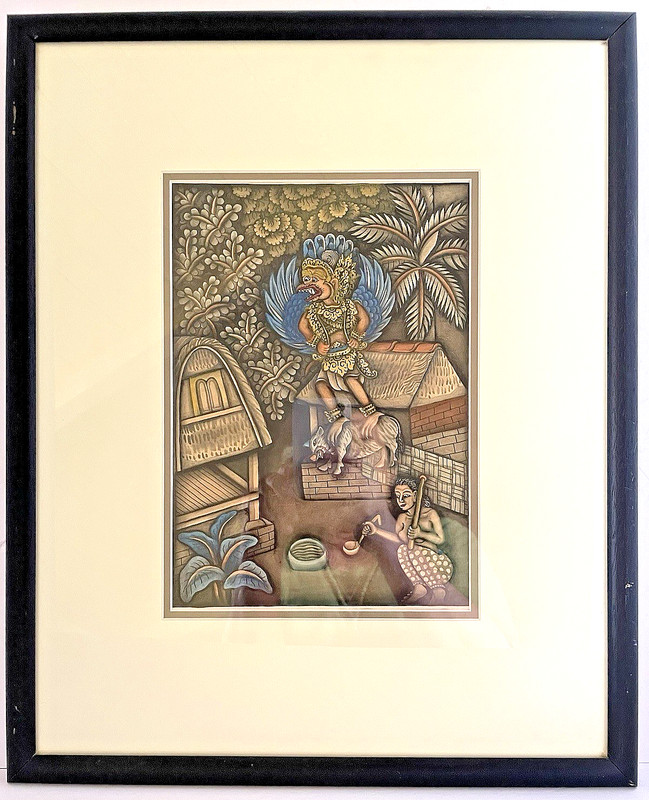 Balinese Painting of Kitchen God, Batuan School of Bali