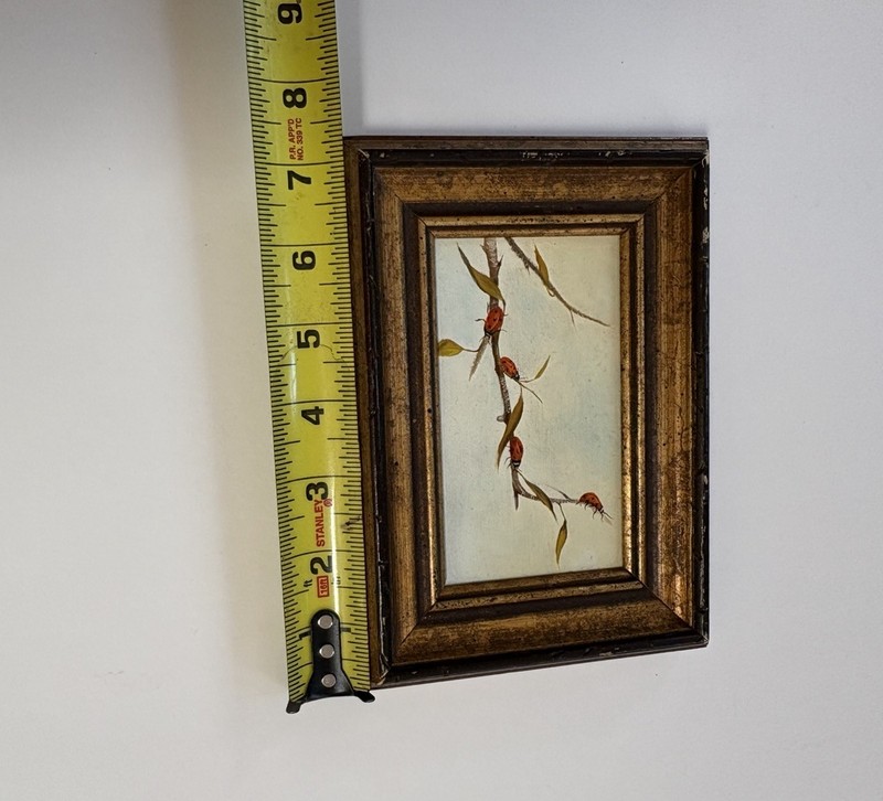 Original Ladybug Painting Small Tree Branch Vintage Nature Insects gallery