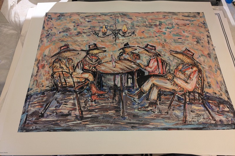 ROBERT SHIELDS “Coyote Poker” print 28" x 34" 1991