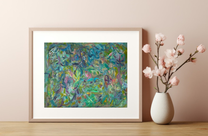 Painting Original Abstract Art Matted 11×14 Acrylic Colorful Decor Jimarieart