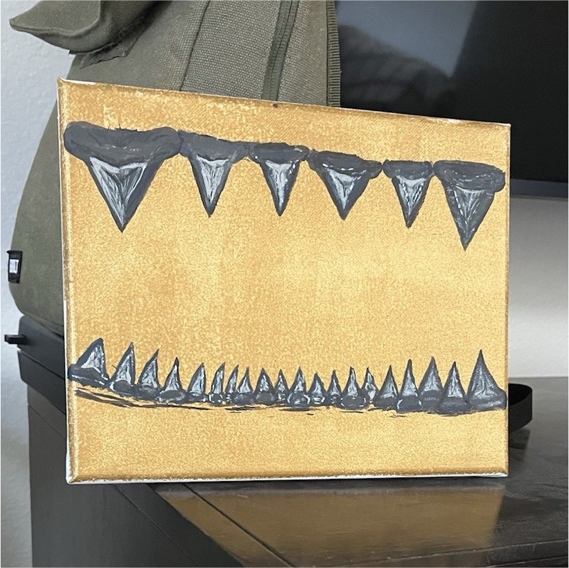 Abstract Teeth Acrylic Painting on Canvas, Original Handmade Art, Small Unframed