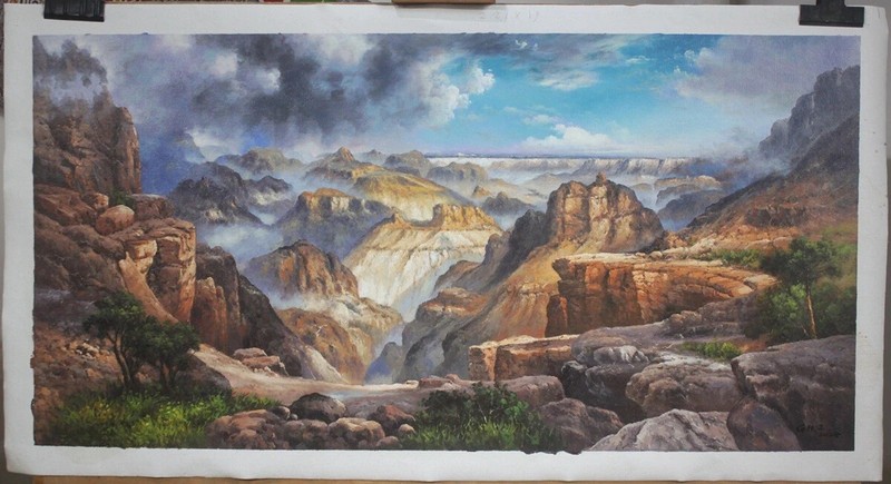 Dongyeearts landscape Thomas Moran Grand Canyon 24″x 48″ oil painting on canvas