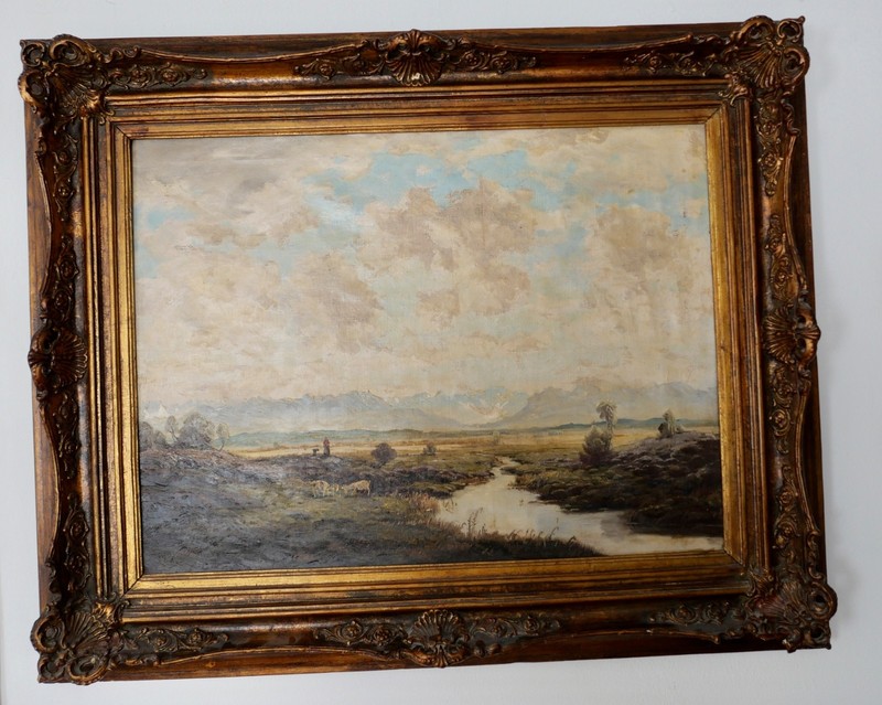 Large oil painting on canvas Joseph Rolf Knobloch Munich 106x86 cm landscape