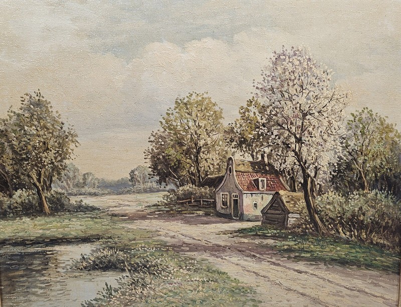 Wilhelm Hugo Rupprecht Landscape oil painting on Canvas Cottage on Country Path gallery