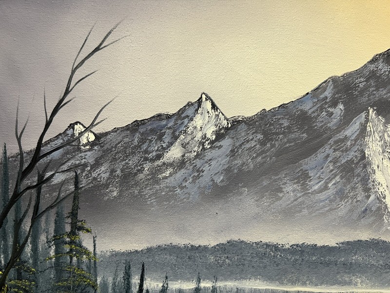 Bob Ross Style Fall Mountain Landscape Oil Painting On Canvas 16x20 inch gallery