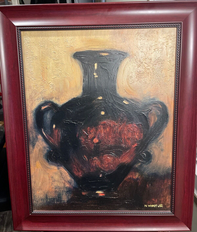 NORMAN WYATT JR Still Life VASE Framed Art Oil Painting, Hand Signed